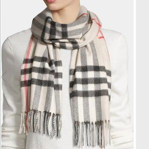 Burberry Giant Check Cashmere Scarf, Gift box, NEW with Tags